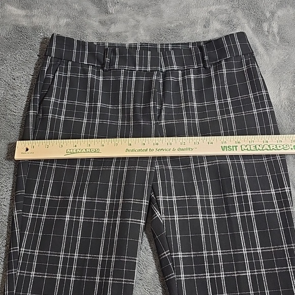 Ann Taylor Factory Petite Straight Leg Plaid Pants Black White Heavy Knit Size 8 - Picture 4 of 10